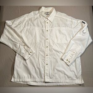 Columbia Men’s XXL White Long Sleeve Button Up Shirt Vented Pockets Cotton Poly